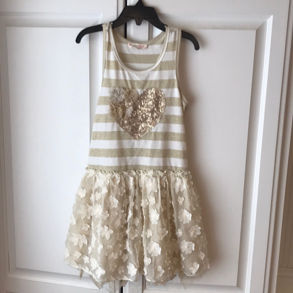 Girls cream & gold dress